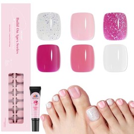EBANKU-Uñas postizas cortas a presión, 216 piezas, puntas cuadradas para uñas, uñas postizas de color sólido, 18 tamaños, uñas postizas de cobertura t