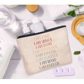 IWXYI Positive Sayings i Am Kind Cosmetic Bag For Women,Mental Health Affirmations Women's Makeup Bag Case Bags Zipper Pouch Travel Toiletry Gifts For Women Teenage Girls