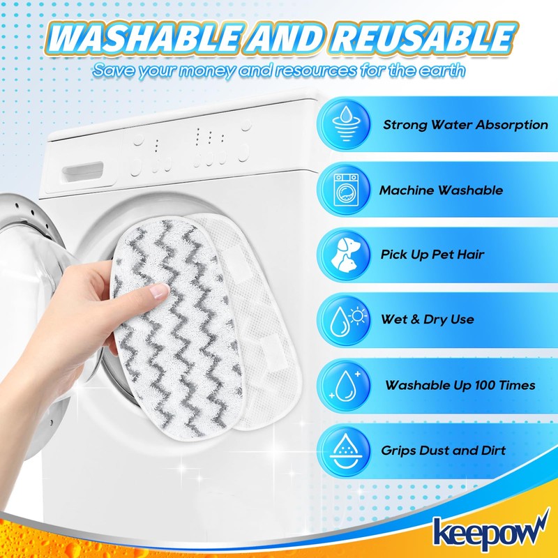 KEEPOW Steam Mop Pads Compatible with PurSteam Steam Mop Cleaner