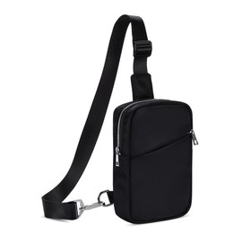 USHAKE Mini Sling Bag Crossbody Chest Pouch Small Backpack for Men and Women Black with Metal Zippers