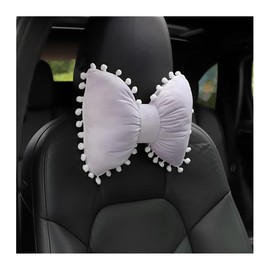 TNAIYH Car Headrest Pillow, Comfortable Breathable Bowknot Vehicle Seat Neck Support Cushion, Automotive Interior Head Rest Pillow Decoration Accessories, Universal for SUV, Sedan, Truck (Purple)