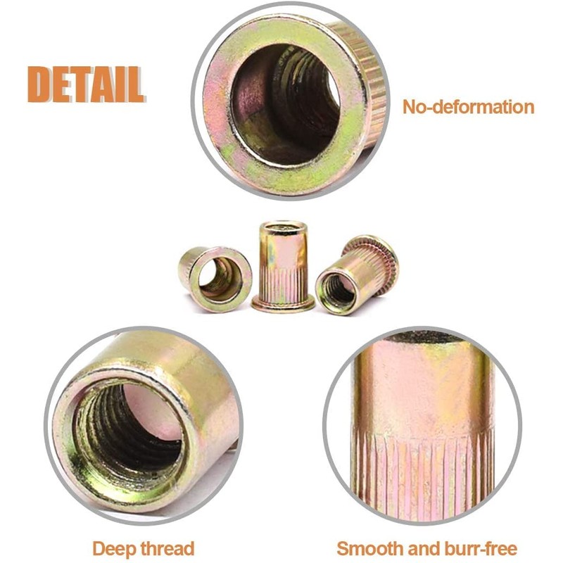 AIWFL 100Pcs M6 Metric Zinc Plated Carbon Steel Rivet Nut,
