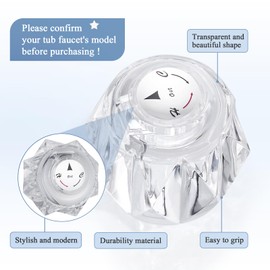 ZephyrJazz Faucet Handle 3 Adapter Compatible with Delta Faucet RP2391, Single Clear Knob Handle Kit with Offset Hole for Shower/Tub, 2-1/2" x 2-1/8" Faucet Knob Replacement, Clear Acrylic Finish