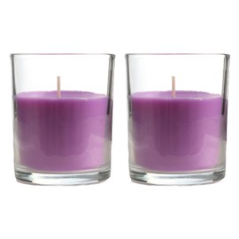 2 Stück Duftkerzen Lavendel, Duftkerzen Pflanzliches Wachs im Glas 8.5x7cm, 28 Stunden Verbrennung