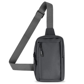 FuninCrea Men's Chest Bag, Double Layer Zip Pocket, Shoulder Bag, Men's Waterproof Sling Bag, Breathable Men's Shoulder Bag, Small Chest Crossbody Bag with Adjustable Strap, gray