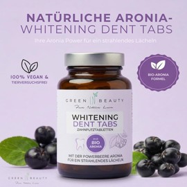 Green IN Beauty Toothbrush Tablets with Organic Aronia Berry Powder for White Teeth - Toothbrush Tablets with Instant & Long-Term Effect - Up to 3 Levels Lighter Teeth Possible in 7 Days - 60 Tablets