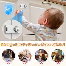 Cabinet Lock with Combination, 3-Digit Combination Drawer Lock, 4.5'' Keyless Home Safety Slide Door Lock for Small Doors, Lockers, Refrigerators, Cabinet Doors, Closets, Barn Doors (1, Silver)