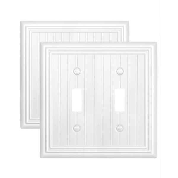 ZILLSEA 2-Pack Double Toggle Switch Wall Plates, Pure White Classic