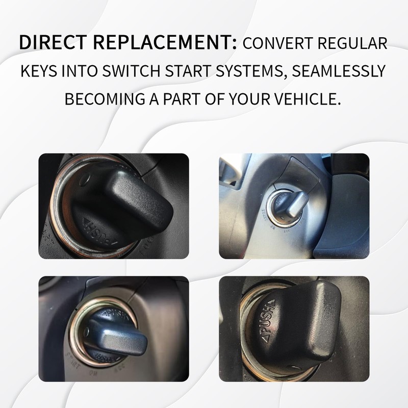 SWQS Ignition Key Knob Push Turn Switch & Insert Set