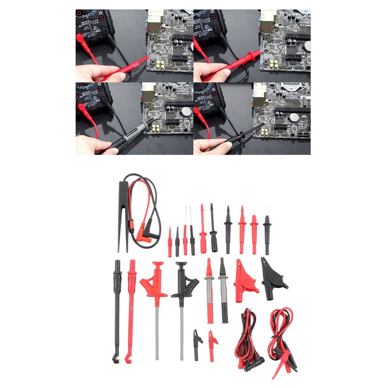 25Pcs Multimeter Test Cable Kit Probe Line Wire Hook Crocodile