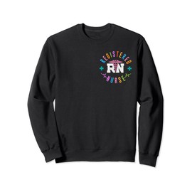 Registered Nurse RN Nursing Tee - Unisex Adult Nurse Themed Sweatshirt - Black, Small