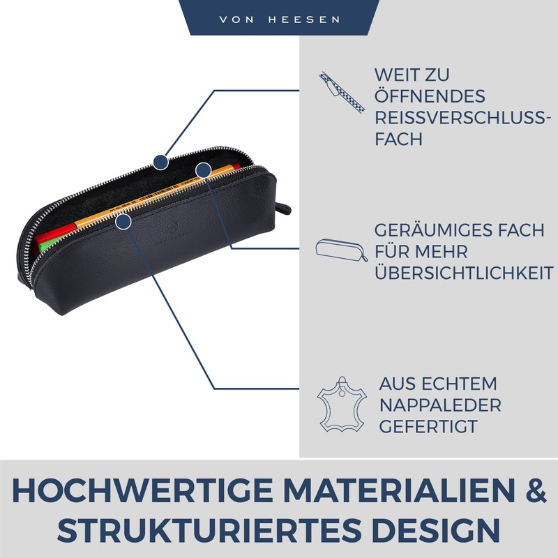 VON HEESEN® Genuine Leather Pencil Case Leather Pencil Case for
