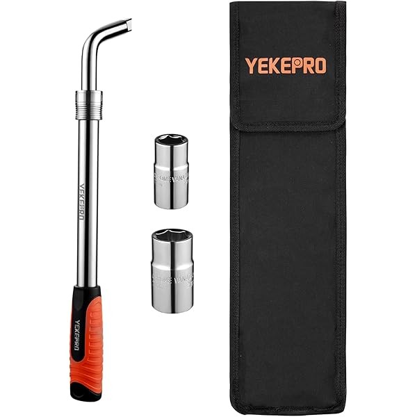 Extendable Lug Nut Wrench with Flip Sockets, 4-Pieces Telescoping Tire