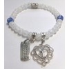 Stretchy Faith Based Clear Crackle Beaded Bracelet with Cross Charm