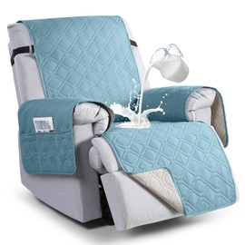 VANSOFY 100% Waterproof Recliner Chair Covers, Recliner Cover Non-Slip Dog Chair Cover Furniture Protector Washable Slipcover with Pocket, Elastic Straps for Pets, Dogs(Azuree, 23.6")