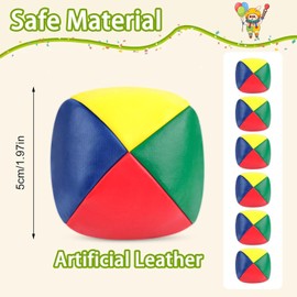 YANGWEN 6-Pack Juggling Balls Set for Beginners - PU Leather Bean Bag Balls (5cm/2in) - Ideal for Kids, Adults & Learning Circus Skills