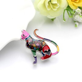 DOWAY Enamel Sitting Cat Brooch Kitten Jewelry for Women Girls Lapel Clothes Scarf Badge Decorations Gift, medium, enamel, Cubic Zirconia