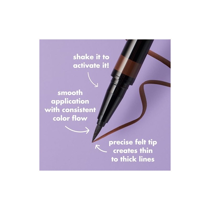e.l.f. H2O Proof Eyeliner Pen, Felt Tip, Waterproof Liquid Formula,