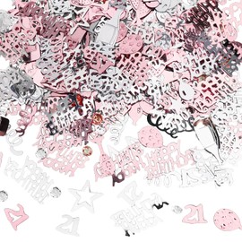 Happy 21st Birthday Confetti 30g 21st Anniversary Glitter Foil Table Decoration Sequins for 21 Years Birthday Table Confetti Party Decoration Rose Gold