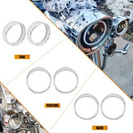 HCmotorku Motorcycle 4.5'' Auxiliary Fog Light Trim Ring Cover 4 1/2" LED Passing Lamp Trim Rings Visor Style Fit for Harley Touring Electra Glide Road King Chrome