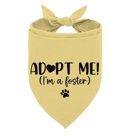 Adopt Me I'm a Foster Dog Bandana, Adopted Puppy Bandana Baby Dog Announcement Tie on Scarf, Yellow Dogs Bandanas, Pet Scarf Accessories for Small Medium Dogs Cats Photo Prop