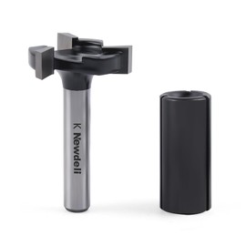 Newdeli CNC Spoilboard Surfacing Router Bit 1/4 inch Shank 1" Cutting Diameter 3 Wings Slab Flattening Router Bit Wood Dado Planing Bit with 1/2" to 1/4" Router Collet Reduction Sleeve Tool