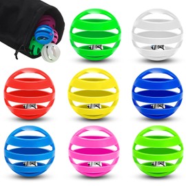 Kasyat 21 Pieces Plastic Cat Balls with Bells Bulk Inside Kitten Chase Toys Lattice Pounce Rattle Ball with Black Plush Drawstring Bag for Cat Exercise and Play Indoor