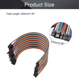 Fielect 40pin Female to Female Dupont Jumper Wires Breadboard Jumper Wires Colorful Ribbon Cables 2mm to 2.54 mm Pitch 20cm Long 5Pcs