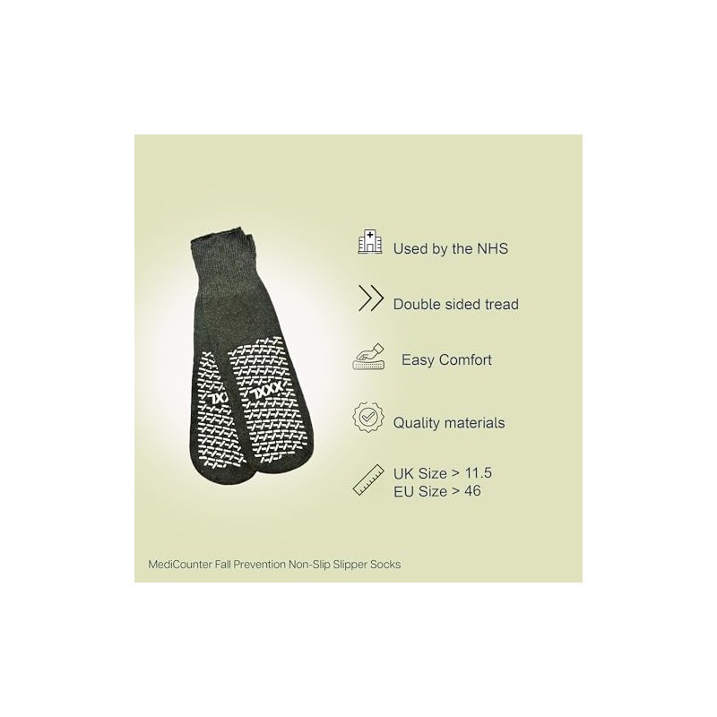 MediCounter 6 pairs Double Tread Bariatric Slipper Socks/Fall Prevention Socks-