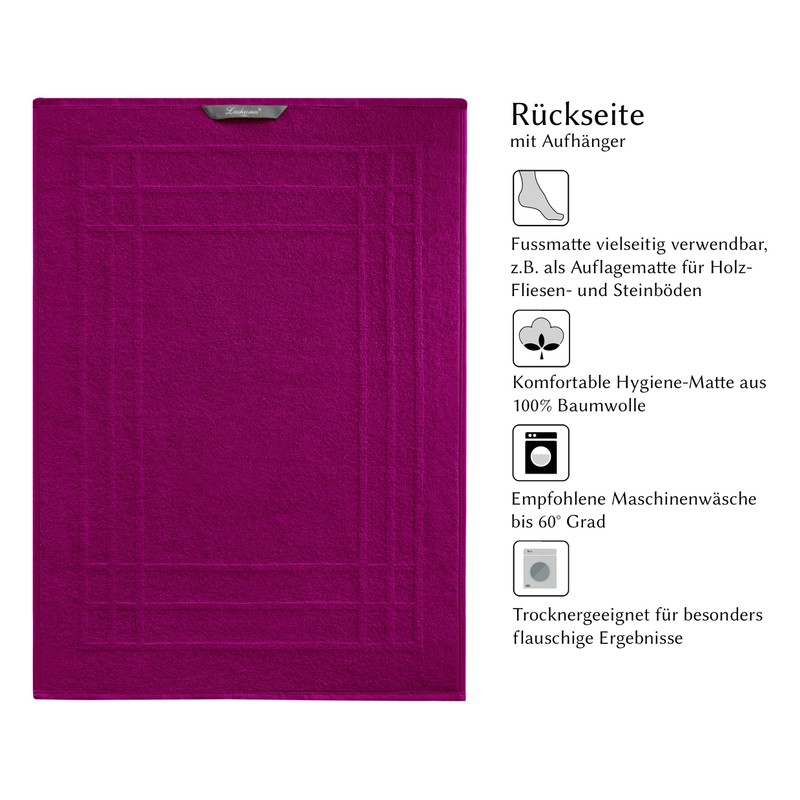 Lashuma Badezimmermatte Maschinenwaschbar 50x70 cm schnelltrocknend, Linz Violett - Orchidee