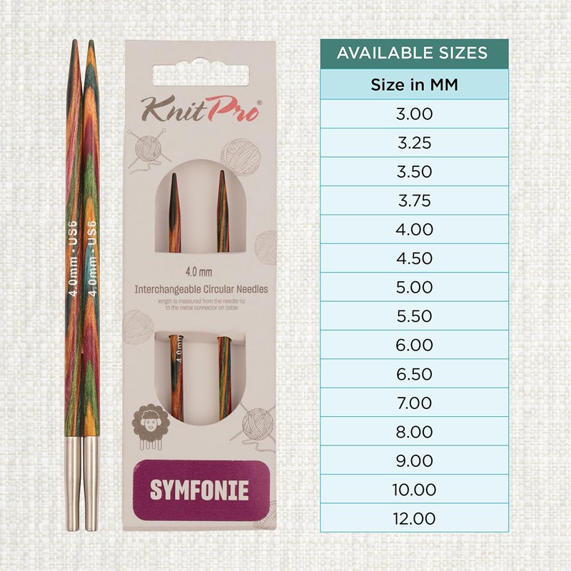 KnitPro Symfonie Interchangeable Circular Needles 4" (10cm) | 4.00mm