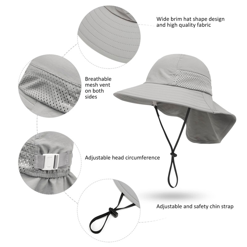 CHUNG Sombrero de protección solar para bebé, de verano, ajustable,