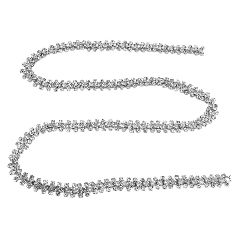 1 Yard 3 Rows Rhinestone Chain Round Glittering Rhinestone White