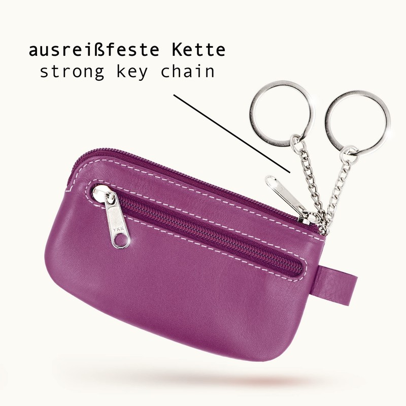 MANAGE Leather Key Case with Coin Compartment and Key Ring