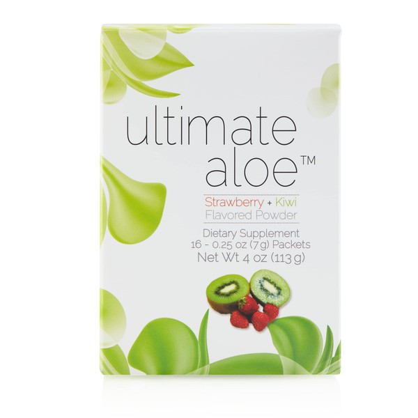 Ultimate Aloe Powder, Strawberry Kiwi Flavored Powder, Healthy Digestive Tract, Promotes Normal Healing, Strong Immune System, Digestive Comfort, Powder Packets, Market America (16 Packets)
