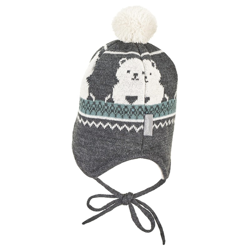 Sterntaler Unisex Baby Knitted Hat Polar Bear Hat, Anthracite Mel.