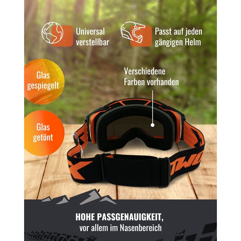 Two-X Race Motocross / Enduro Cross Goggles, Mirrored Lens, Iridium