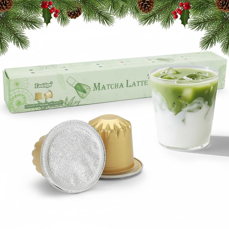 Eastsign Sweetened Matcha Latte Pods Compatible with Nespresso, Creamy &
