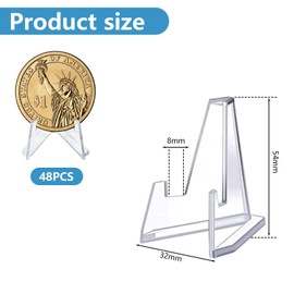 YUESIKJ Pack of 48 Acrylic Card Stands for Trading Cards Stand Coins Card Stand Card Stand Plastic Easels for Displaying Coins, Pocket Watches, Medals