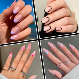 LuckyAttic 600pc Medium Oval Nail Tips Clear Press on Nails Medium Fake Nails Oval Gel x Nail Tips Full Cover False Artificial Fingernail Oval Soft Gel Nail Tips for Gel X Acrylic Nail Extension