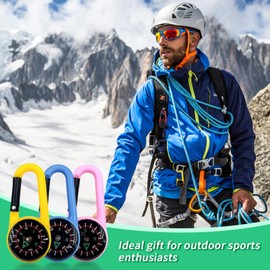 QESSUVNC 10pcs Carabiner Compass, Navigation Compass, Portable Hook Mini Colorful Compass Keychain, Used For Outdoor Camping, Hiking, Navigation