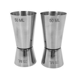 Chabrias Ltd Stainless Steel 25/50 ml Measure Jigger Bar Craft Dual Spirit Measure Cup Peg Measuring Cup for Bar Party Wine Cocktail Shaker (6, Silver)