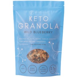 Keto Hana Wild Blueberry Breakfast, Snacking Granola, Just 2.3g Net Carbs, High Protein, Healthy Keto Diet Granola (Two 300g/0.6lbs Bags)