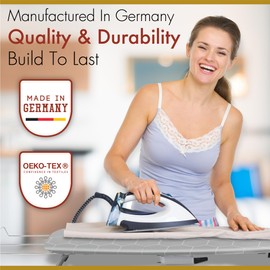 arteneur Ironing Board Cover and Pad 15x54 - Made in Germany Iron Board Cover with Heat Reflective Aluminum Coating and Padding- Heavy Duty Iron Board Cotton Cover with Elastic Drawstring Stretch Fit
