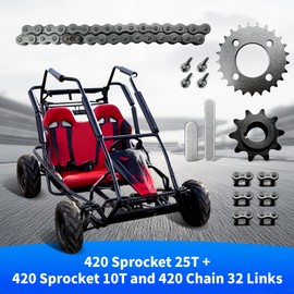 420 Chain 25 Tooth Sprocket + 420 Chain 32 Links for Coleman KT196 CK196 Go Kart Predator 196cc 212cc 6.5hp Engine Powersports Parts 40 41 420 Chain Front Jackshaft Sprocket 10 Tooth 5/8" Bore