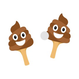 Global Gizmos 45909 Poo Pong Table Tennis Hilarious Kids Game | 2 Pads, 2 Balls, & Net, Brown