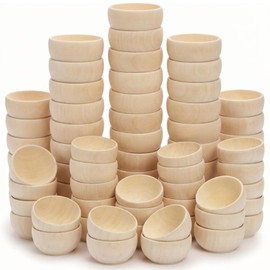 40 Pack Wooden Bowls, Mini Pinch Bowls Set for DIY Crafts, 2.2 x 1.2 Inches