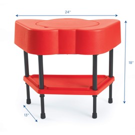 Children's Factory AFB5100PR Angeles Toddler Sensory Table with Lid, Adjustable Height Sand & Water Indoor/Outdoor Play Equipment for Kids Playroom/Homeschool/Classroom, Red