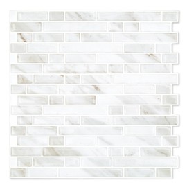Yipscazo 10 Sheets Peel and Stick Backsplash for Kitchen Wall, 12''x12'' Waterproof Stick on Backsplash Smart Tiles for Bathroom,Removable Backsplash Wall Tiles in Slate White Marble