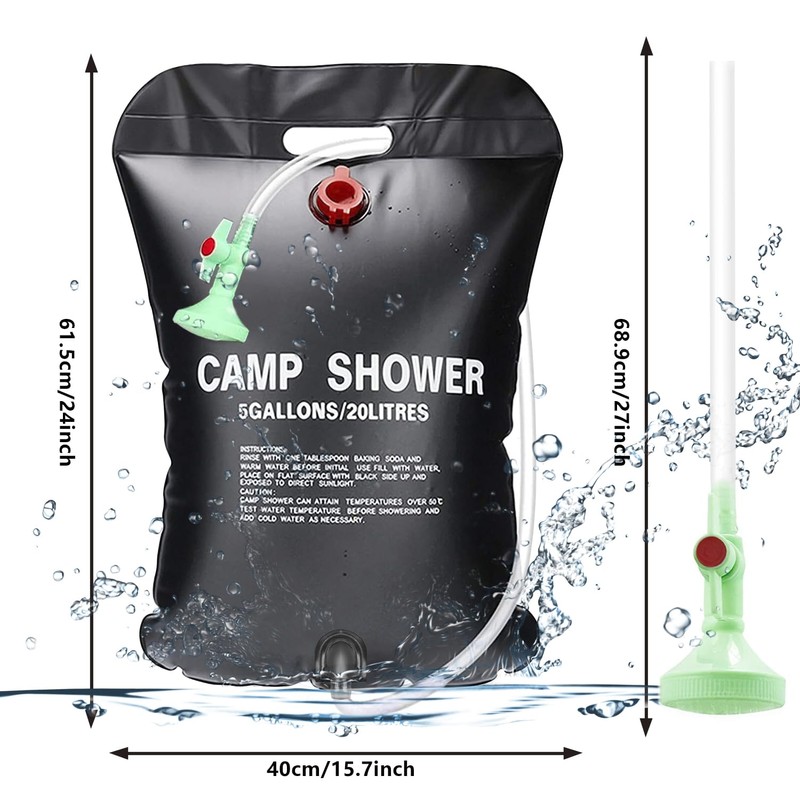 ECtury 20L Camping Shower, 5 Gallons Portable Shower, Camping Essentials,